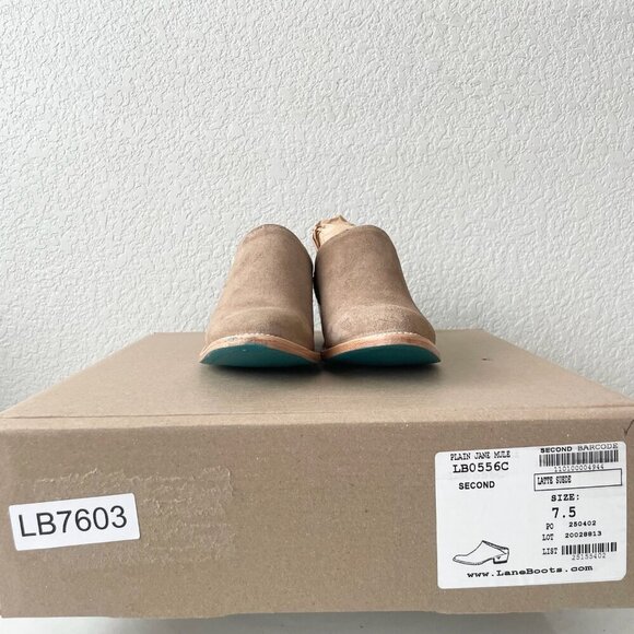 Lane Plain Jane Mule Womens 7.5 Latte Suede Cowboy Boots Western Slip On Short - Picture 10 of 11